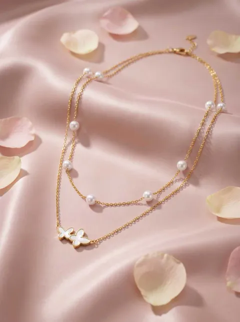 Pearl Butterfly Layered Necklace