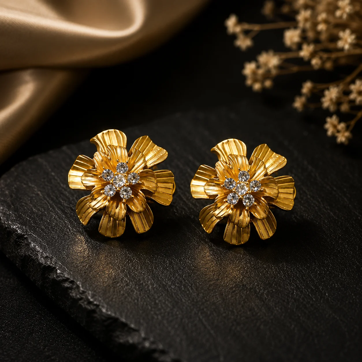 Golden Petal Stud