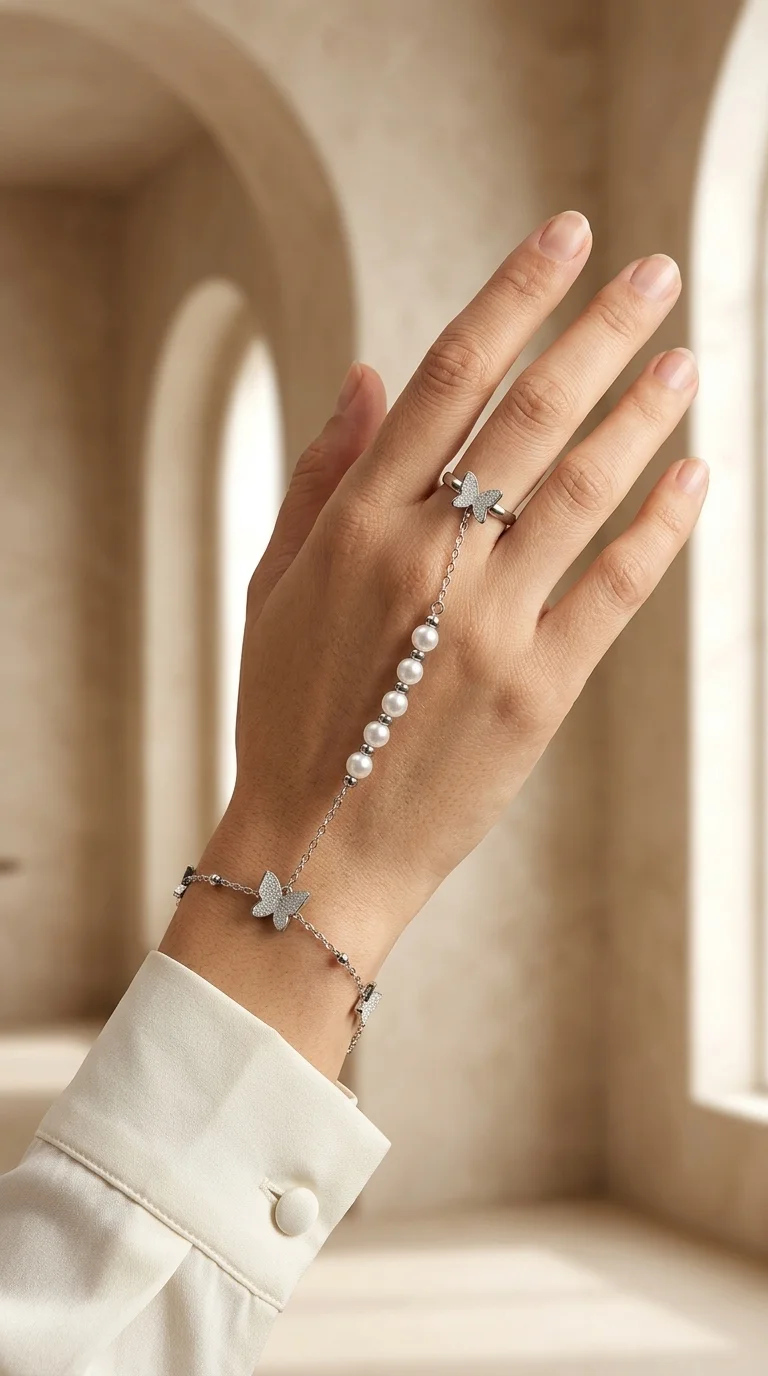 Pearl Butterfly Hand Chain